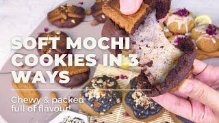 Soft & Chewy Mochi Cookies in 3 Ways - Earl Grey Lemon, Choc & Biscoff, Black Sesame!