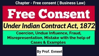 Free Consent Indian Contract Act | Free Consent Business Law | Free Consent | CA Foundation|in Hindi