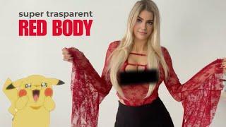 4K Red Sundress Try On | Transparent Try On Haul 2024 with Eveline