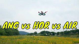 Racing drone Attitude(angle) vs Rate(Horizon) vs Acro(AIR) mode comparison