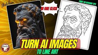 line art tutorial illustrator | How to convert your AI Images to Line Art | Portraitart