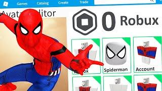 0 ROBUX SPIDERMAN ROBLOX ACCOUNT CHALLENGE!