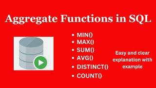 SQL Aggregate functions | MIN|MAX| SUM|AVG| DISTINCT|COUNT| Oracle Tutorial | Techie Creators