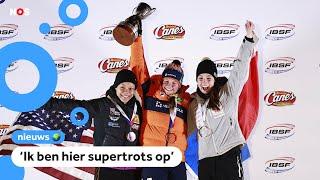 Kimberley Bos wint als eerste Nederlander ooit WK-goud bij skeleton