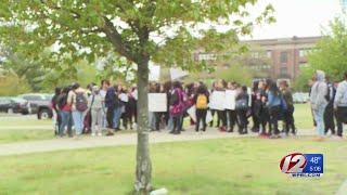 Students walk out of class in support of accused teacher