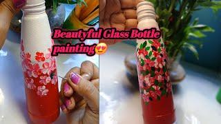 Beautyful Glass Bottle Painting with fingar Techniques # Aesthetic Bottle Art #viralvideo