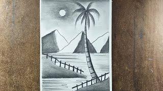 Easy Pencil shading drawing | How to draw Pencil shading scenery drawing