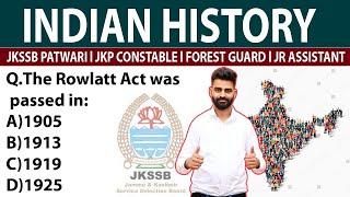 INDIAN  HISTORY  l TOP  MCQ'S  l Set - 02  l  JKP CONSTABLE l PATWARI l FOREST GUARD J.AST