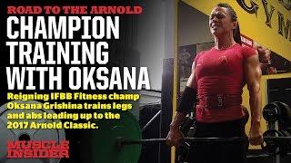 Oksana Grishina trains legs and abs 10 days out