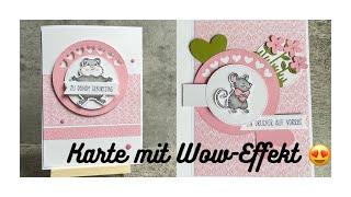 Raffinierte Karte mit Wow-Effekt basteln im Karten-Standard-Format/ Kuschelgrüße/ Stampin`Up!