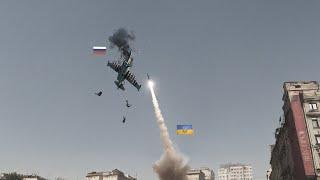 Died immediately! SU-25 Russian pilot and assistant attemped to jumping away from Ukrainian missile