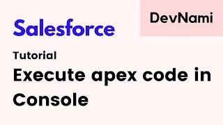 Salesforce - How to Execute Apex Code in Developer Console