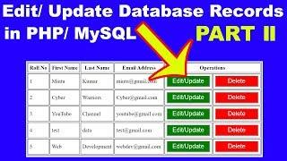 23. How to edit Update data in Database using PHP MYSQL PART II, PHP Tutorial for beginners