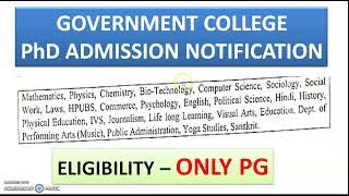 PhD Admission Notification in State University With Only PG | NET/SET Exempted Entrance Test