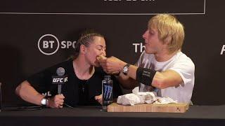 Paddy shares some food with Molly at the #UFCLondon presser