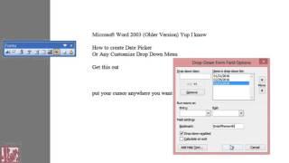 Microsoft Word 2003 | How To Create a Date Picker or Drop Down Menu