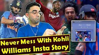 Kesrick Williams Posts Cryptic Instagram Story on Virat Kohli and Tanzim Sakib’s Face in IND vs BAN