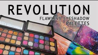 REVOLUTION || MAKEUP REVOLUTION LONDON FOREVER FLAWLESS EYESHADOW PALETTES SWATCHES