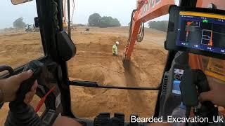 Hitachi 130 trimble earthworks digging footings