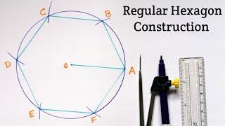 Regular Hexagon Construction | How To Construct Hexagon Using Compass | Hexagon In a Circle