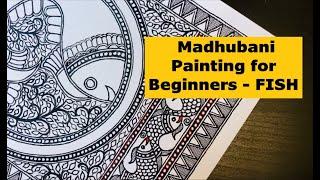 Madhubani Painting for Beginners II Mithila Art II How to paint a FISH II Tutorial in Hindi II