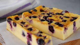 【極旨さわやか初夏のデザートブルーベリーチーズケーキ】「ボトム無しでラクチン」 | Just Mix and Bake! Easy! Baked Blueberries cheesecake