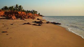 Full Sunset on a Sandy Beach with Sacred Rocks and Ocean Waves, ASMR, 1.5H in 4K