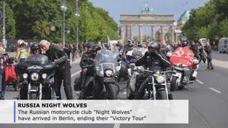 Russian "Night Wolves" ride through Berlin on WWII victory tour