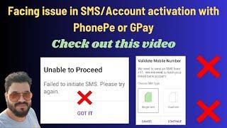 Failed to initiate sms phonepe || Problem during initial configuration