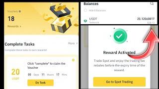 Binance Free $20 USDT  | Binance Rewards Hub | Binance Trading Fee Rebate Cashback Voucher Redeem