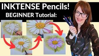 EASY Beginner Flower Derwent Inktense Pencils (Tutorial)