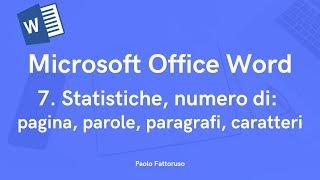 7. Microsoft Office Word - statistiche numero di pagina, paragrafi, caratteri, righe