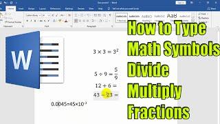 How to Type math symbols  Division multiplication Symbol in Word Hindi Tutorial