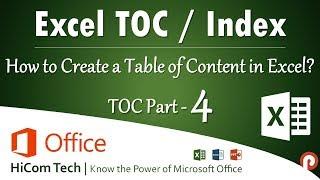 How to Create a Table of Contents in Excel - TOC - Part 4