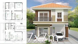 Home Design Plan 7x7m with 3 Bedrooms