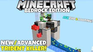 Minecraft Bedrock: Updated Trident Killer! AFK EXP & Looting Mob Killer Tutorial! MCPE Xbox PC Ps4