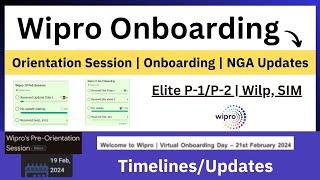 Wipro Onboarding Updates | 19 Feb Session | 21 Feb Onboarding | NGA Training | Elite, Wilp Updates