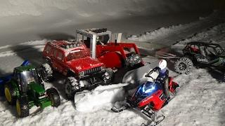Rc snowmobile polaris rush,rc tractor with snow blower.truck snow plowing and tractor snow plowing.