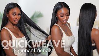 How To: Middle Part Quick Weave Tutorial With Minimal Leave Out | Affordable Bundles | ISEE Hair