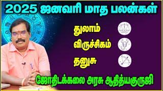 2025:JANUARY MONTHLY PREDICTION(LIBRA to SAGITTARIUS)ஜனவரி மாத பலன்கள்#adityaguruji #monthlypalangal