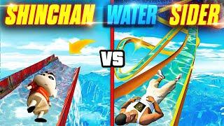 Water slider challenge with Shinchan & Doraemonfull fun #tristar18