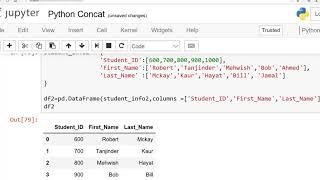 Python Pandas Concat, axis=0 or 1,loc, keys Functions : English