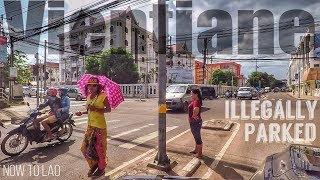 Sidewalk Lunch Date with my Lao Wife - Illegally Parked in Vientiane - VIP room at the Car Wash