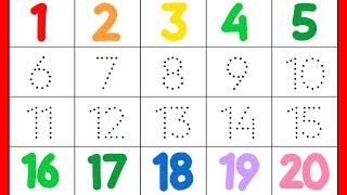 영어숫자배우기 Learn numbers | Write numbers 아이들을 위한 1부터 20까지 점선 숫자 따라 쓰기