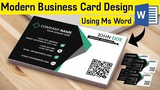 Modern Business Card Design in Ms Word 2020 || Microsoft word Tutorial Visiting Card Design ||