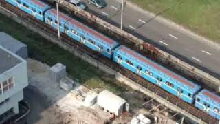 subway train outside my hotel window in Kiev, Ukraine