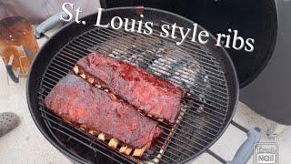 St Louis Style ribs on the Weber Kettle