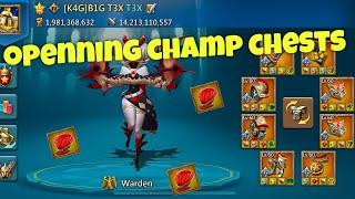Lords Mobile - Openning champion chests in BIG T3X account. Insane droops! How many crinsom mane?
