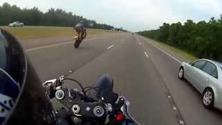 HD motorcycle stand up wheelie crash over 100mph