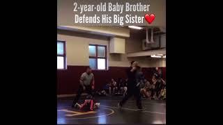 2 year Old Brother defends his big sister Wrestling #wrestling #sister #brothersister